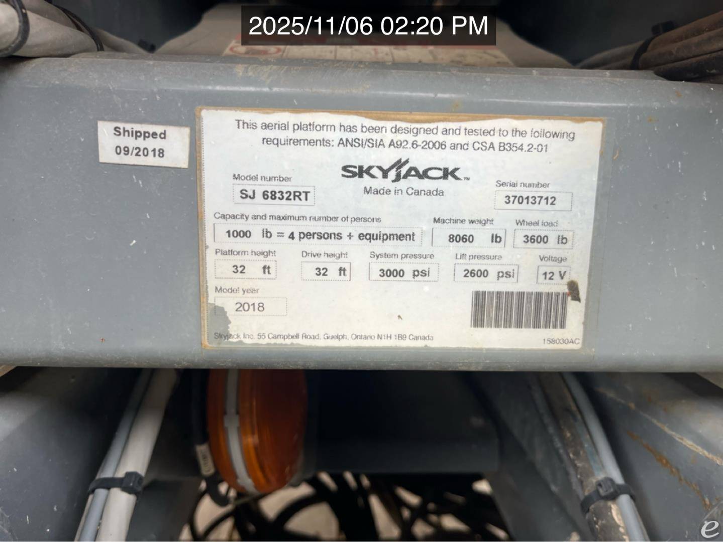 2018 Skyjack SJ-6832RT