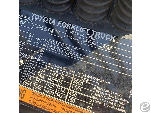 2018 Toyota 8FGCU25 LP Gas Forklift - 123Forklift
