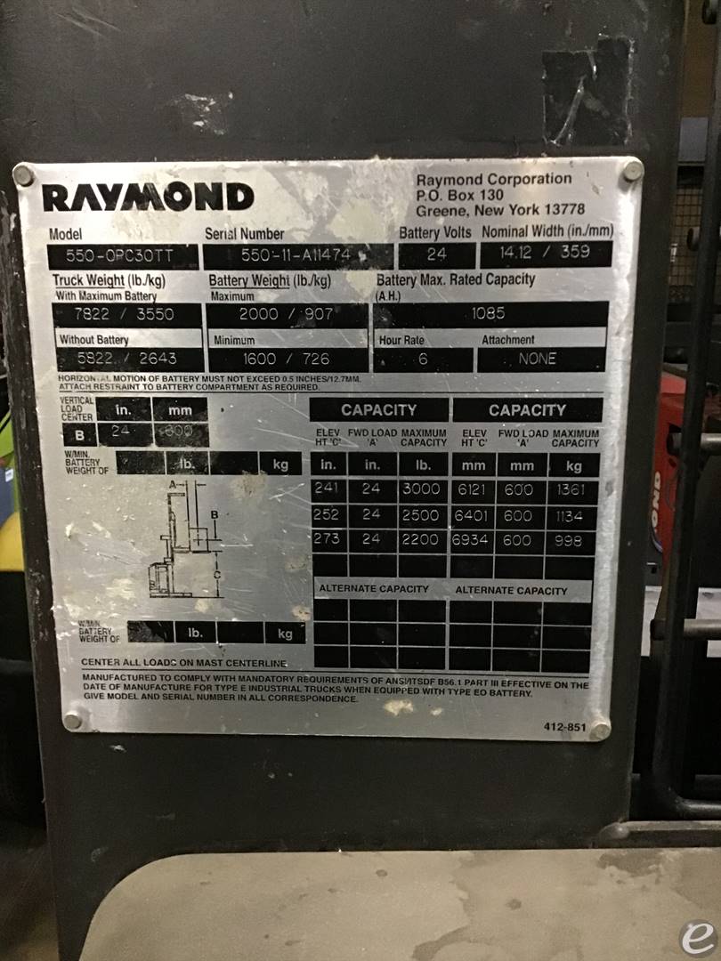 2011 Raymond 550-OPC30TT