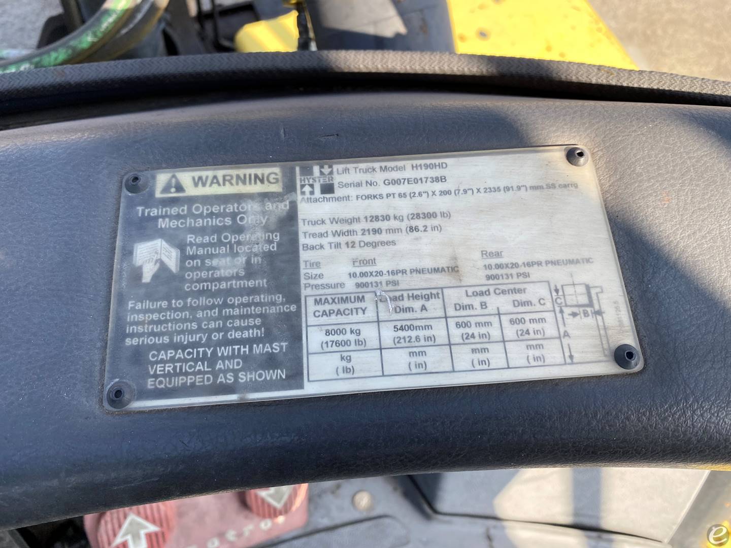 2006 Hyster H190hd