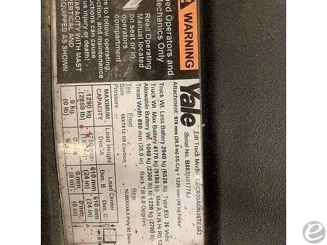 2011 Yale ESC030AC Electric Forklift - 123Forklift