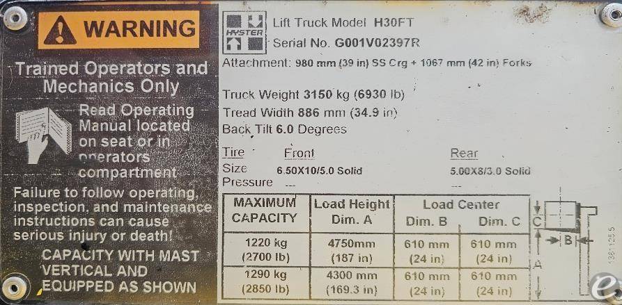 2017 Hyster H30FT