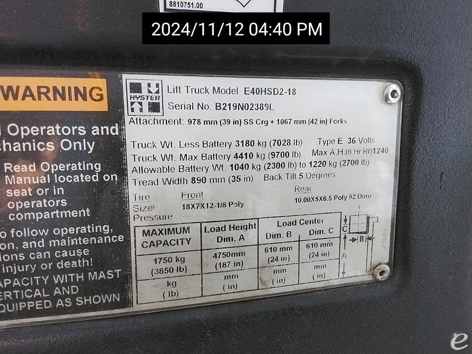 2013 Hyster E40HSD3
