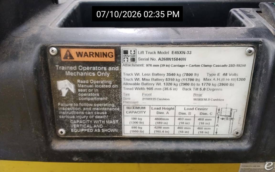 2015 Hyster E45XN