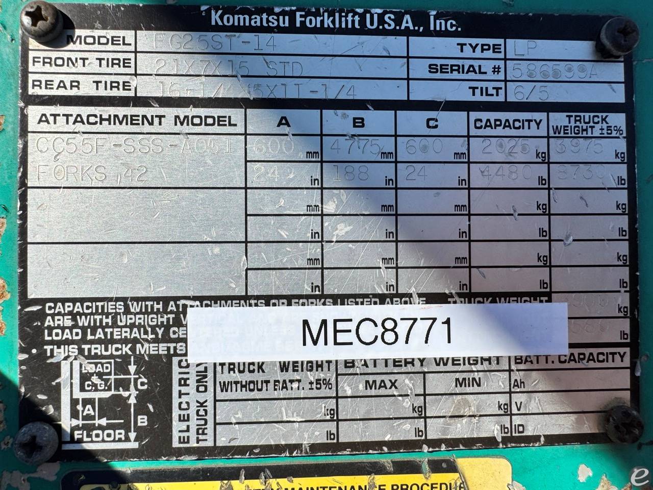 2005 Komatsu FG25ST-14