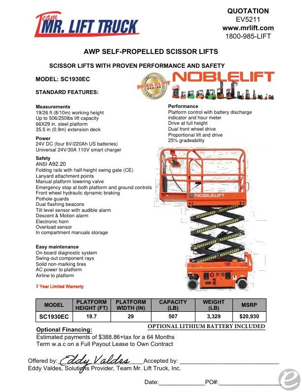 2026 Noblelift SC1930EC