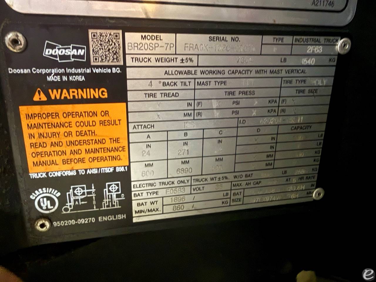 2021 Doosan BRP20SP-7P