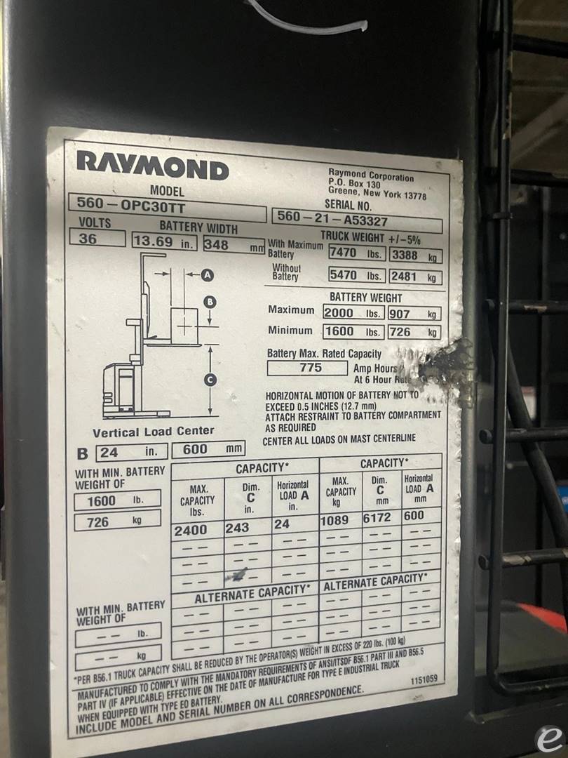 2021 Raymond 560-OPC30TT