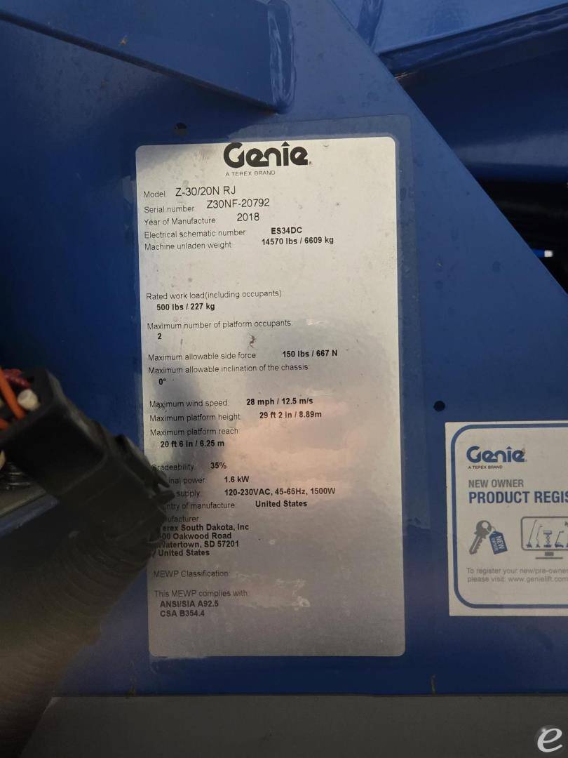 2018 Genie Z30/20N RJ