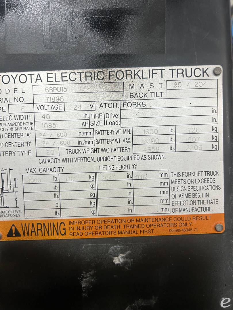 2006 Info Unavailable 6bpu15 Electric Forklift - 123Forklift