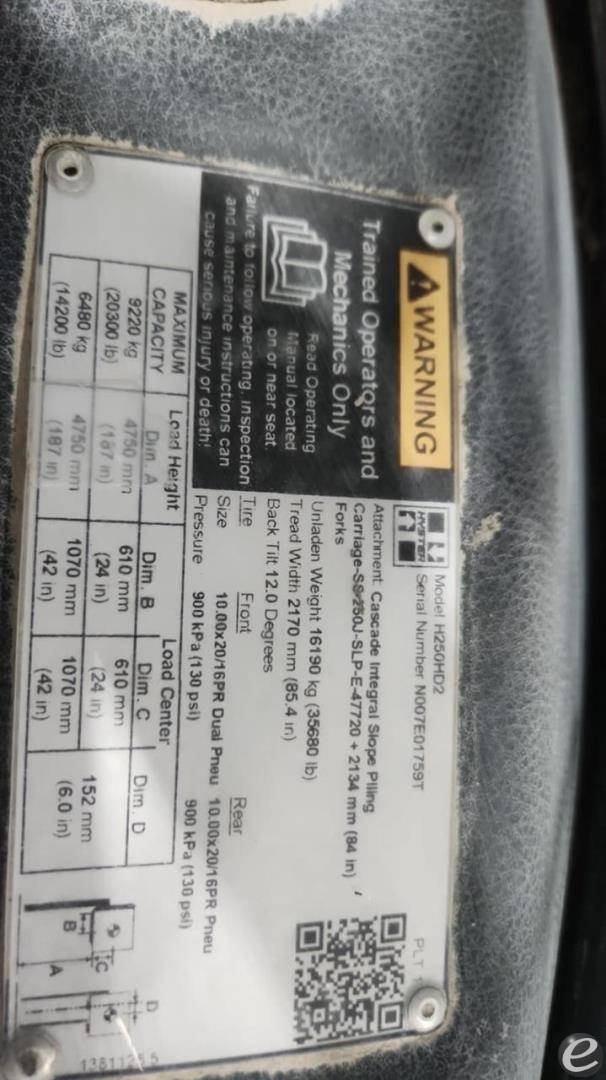 2019 Hyster H250HD2