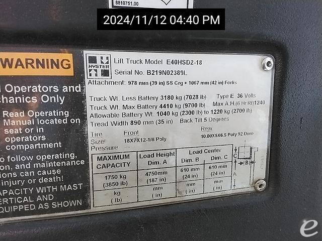 2013 Hyster E40HSD3