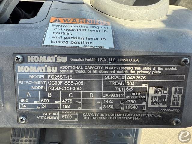 2017 Komatsu FG25ST-16