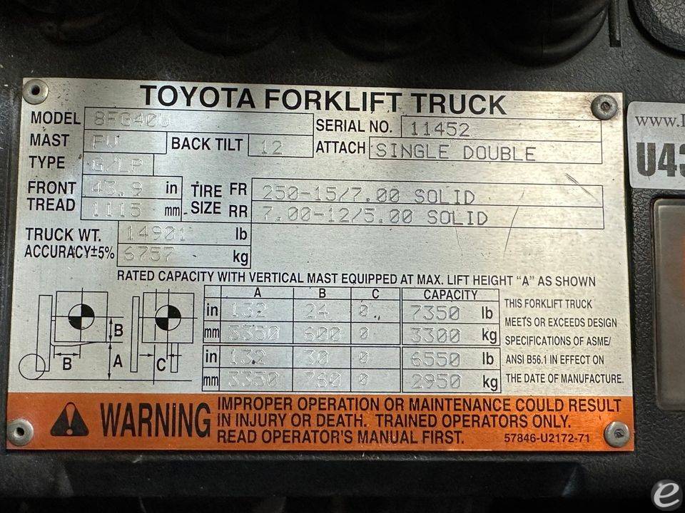 2015 Toyota 8FG40U