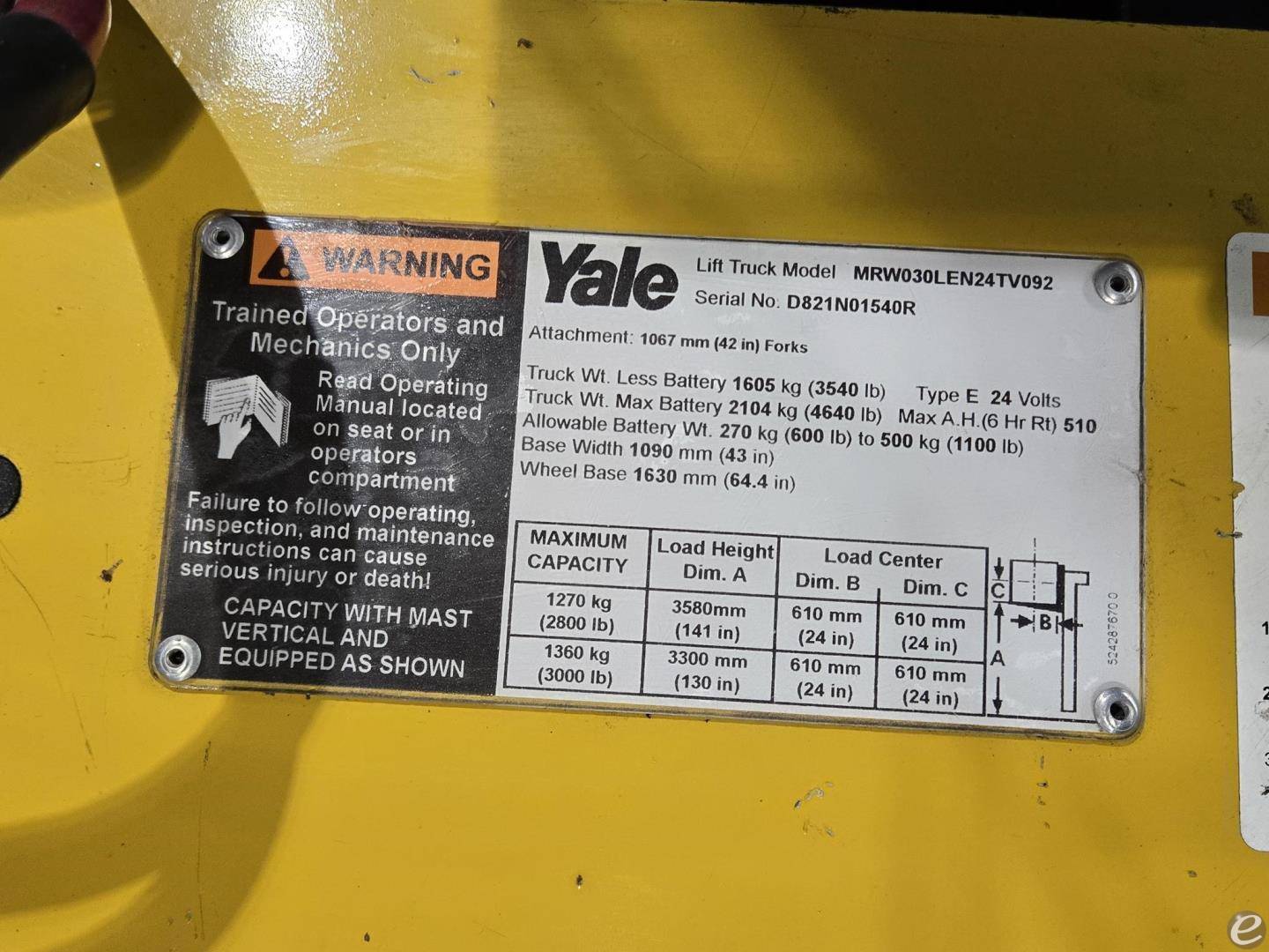 2017 Yale MRW030LE