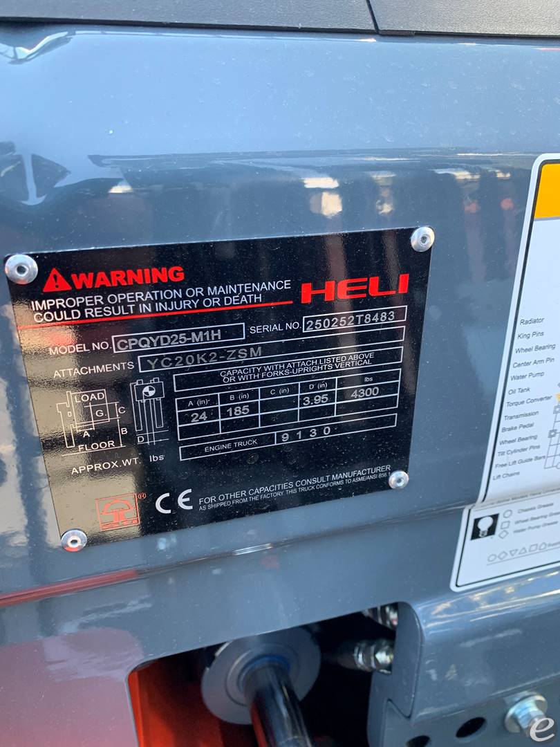 2023 Heli CPQYD25-M1H Dual Fuel Forklift - 123Forklift