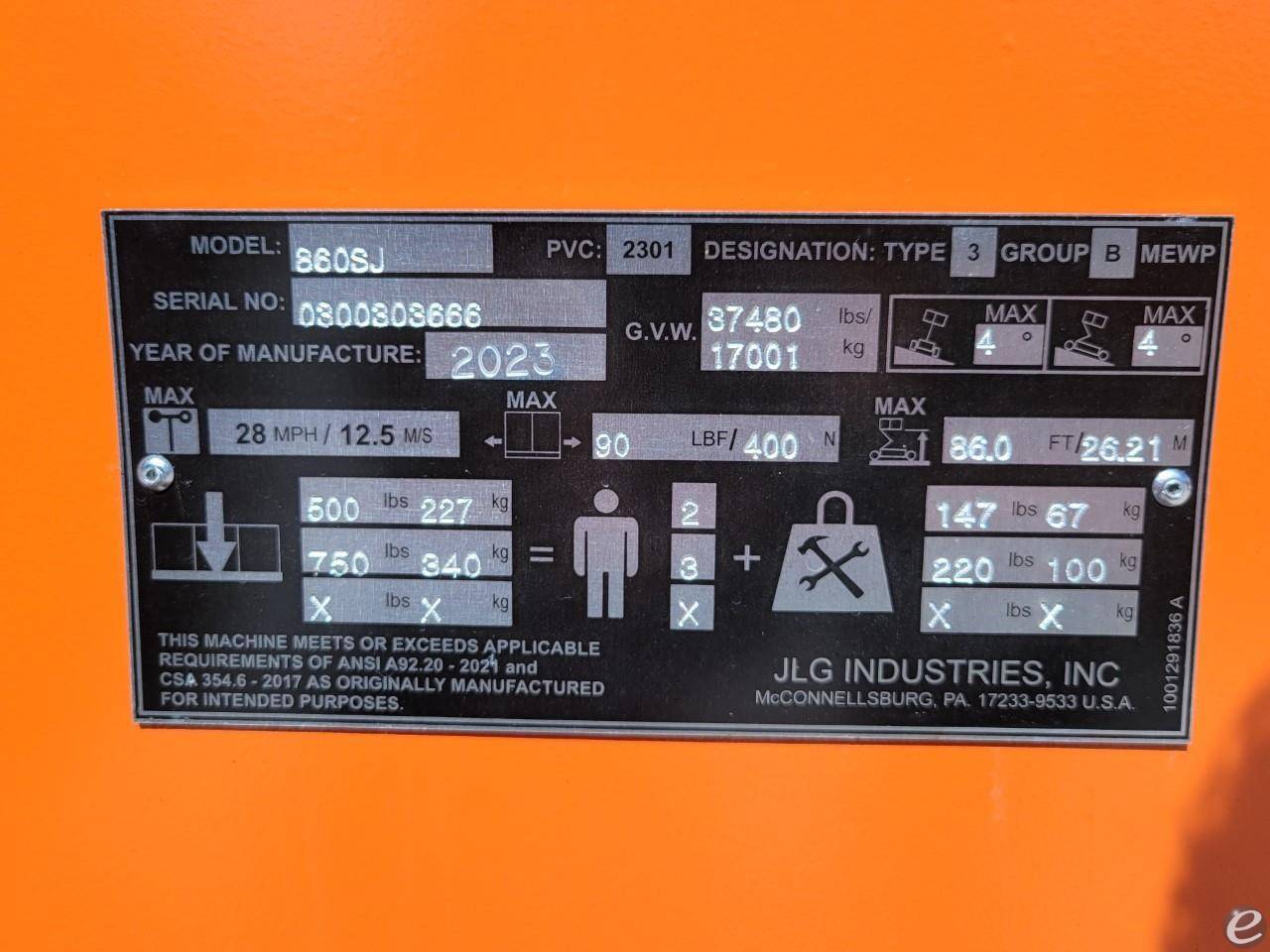 2023 JLG 860SJ