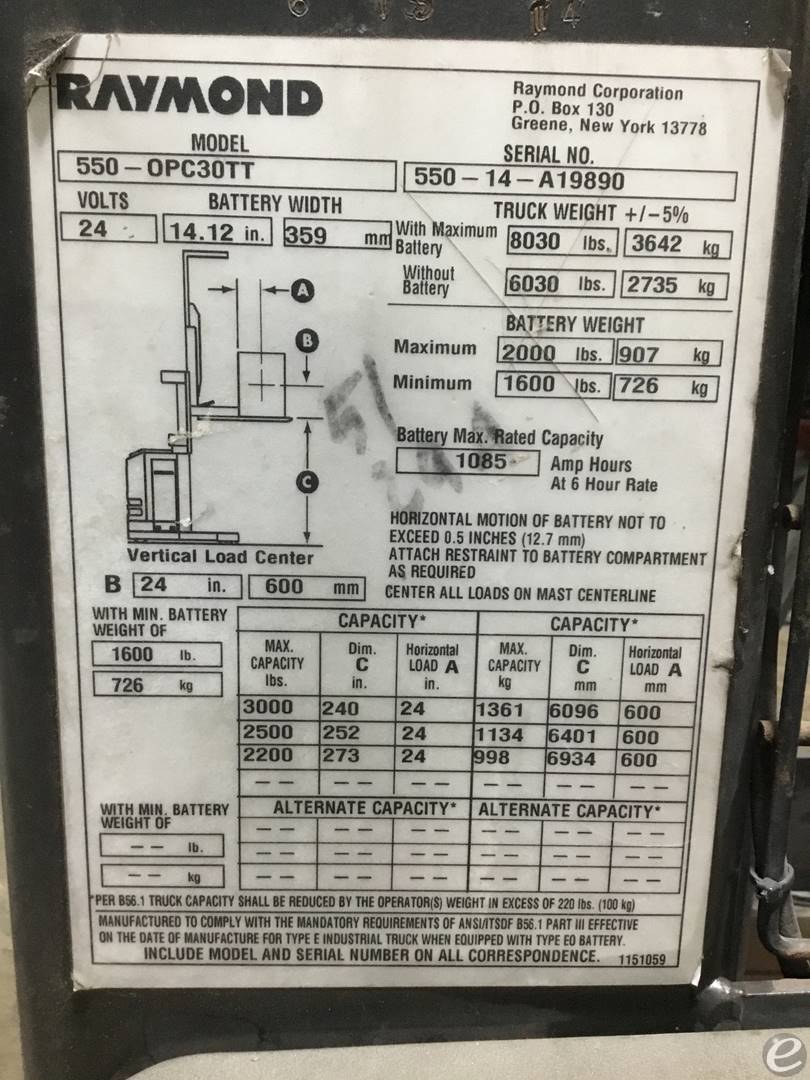 2014 Raymond 550-OPC30TT