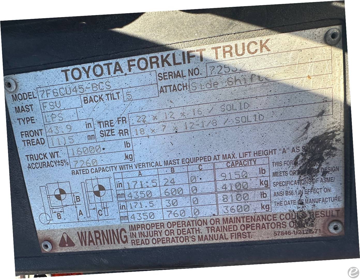 2013 Toyota 7FGCU45