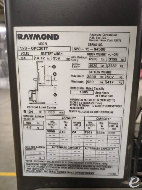 2015 Raymond 520-OPC30TT