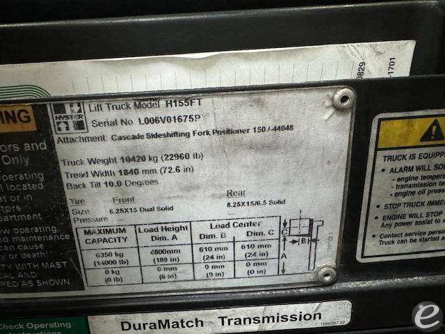 2016 Hyster H155FT Diesel Forklift - 123Forklift