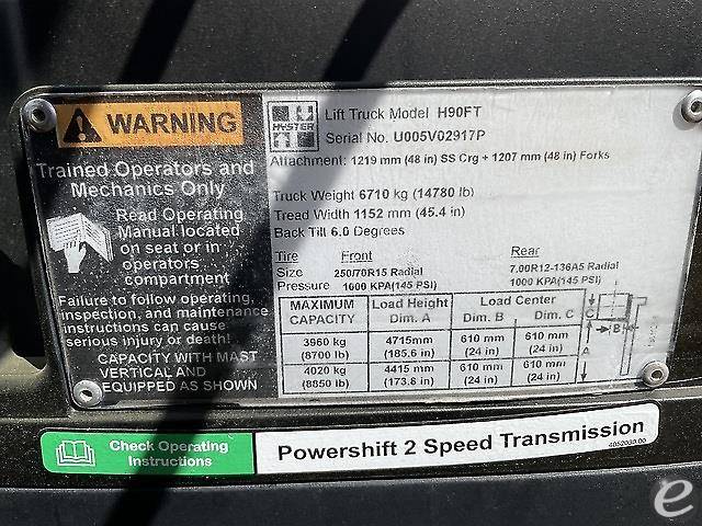 2016 Hyster H90FT LP Gas Forklift - 123Forklift
