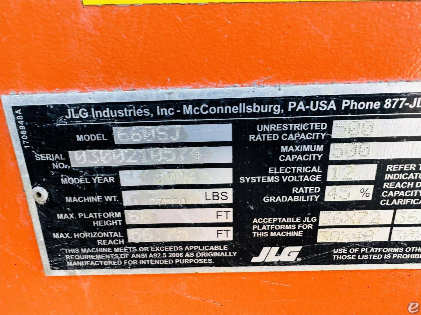 2016 JLG 660SJ