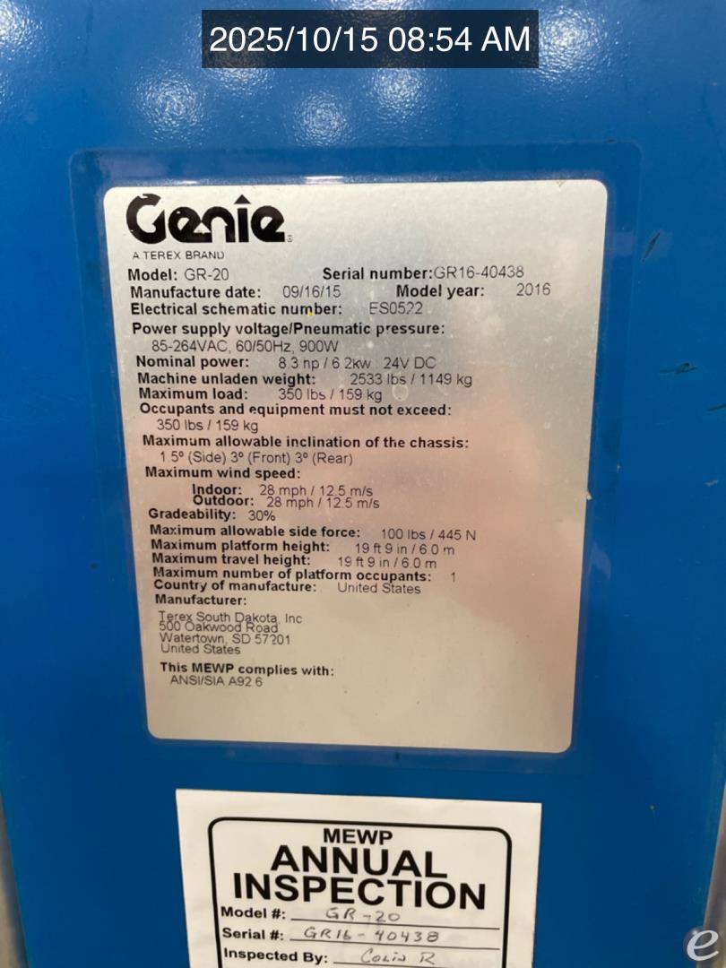 2015 Genie GR-20