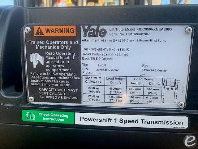 2017 Yale GC050VX LP Gas Forklift - 123Forklift