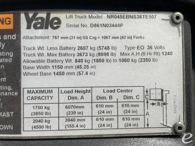 2016 Yale NR045EB