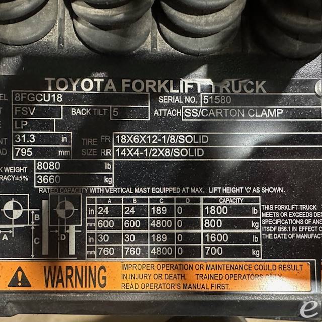 2020 Toyota 8FGCU18
