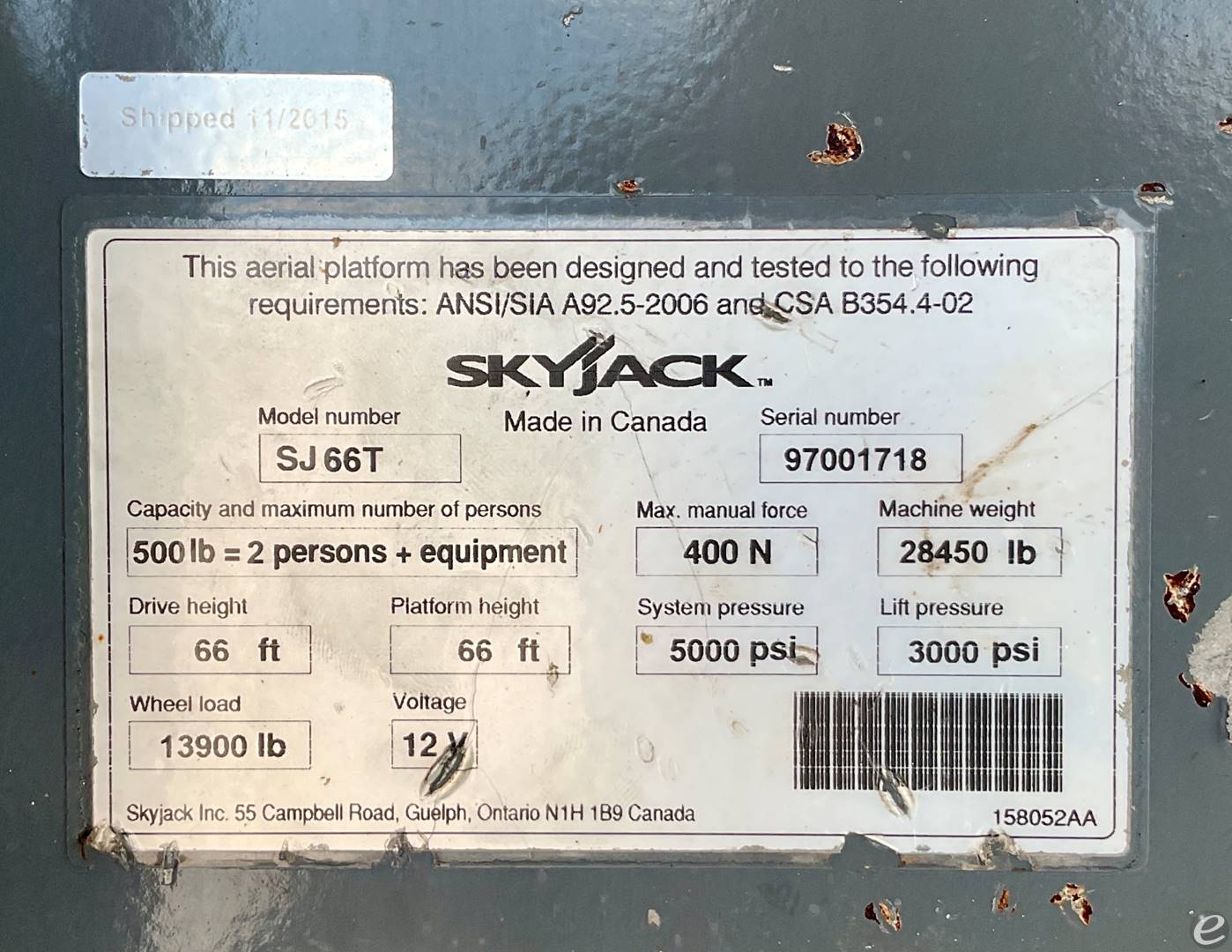 2015 Skyjack SJ66T