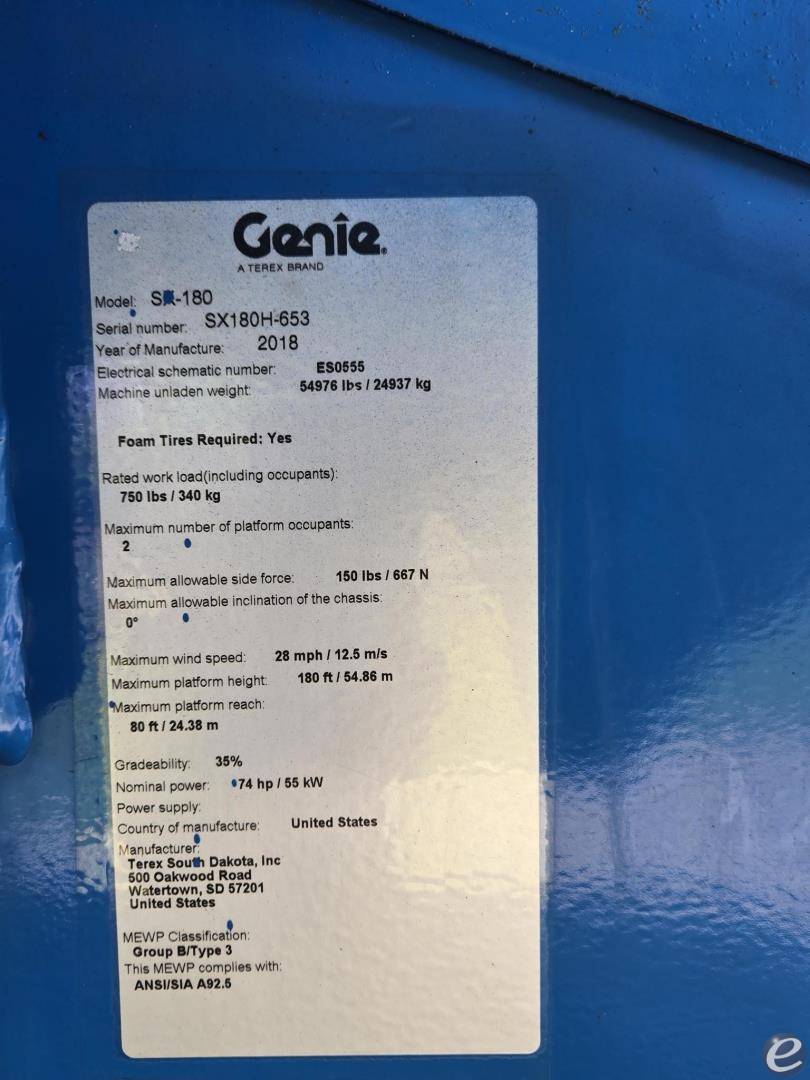 2018 Genie SX180