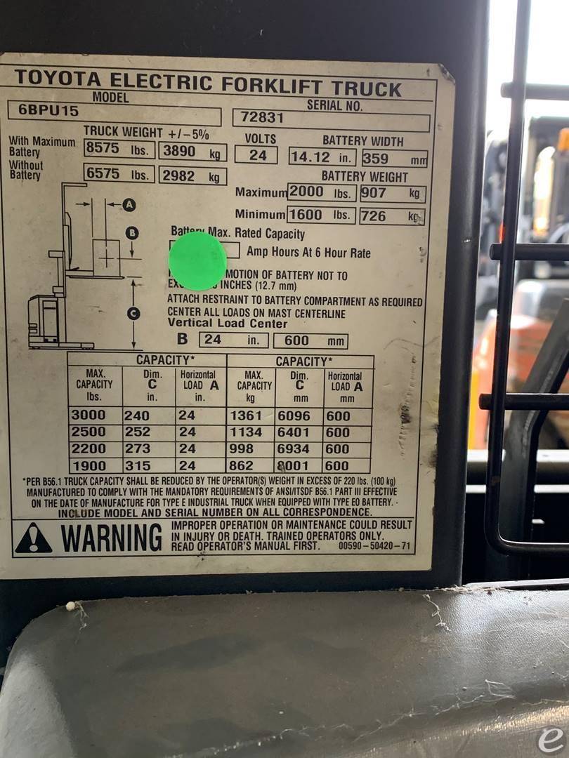 2014 Toyota 6BPU15 Electric Order Picker - 123Forklift