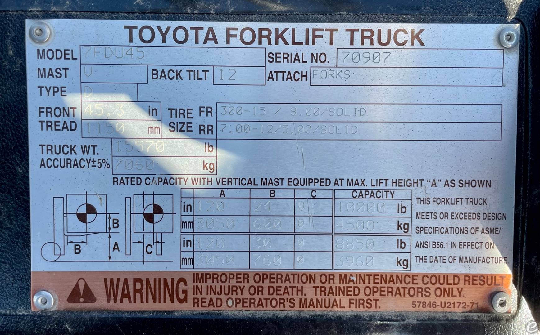 2013 Toyota 7FDU45 Diesel Forklift - 123Forklift