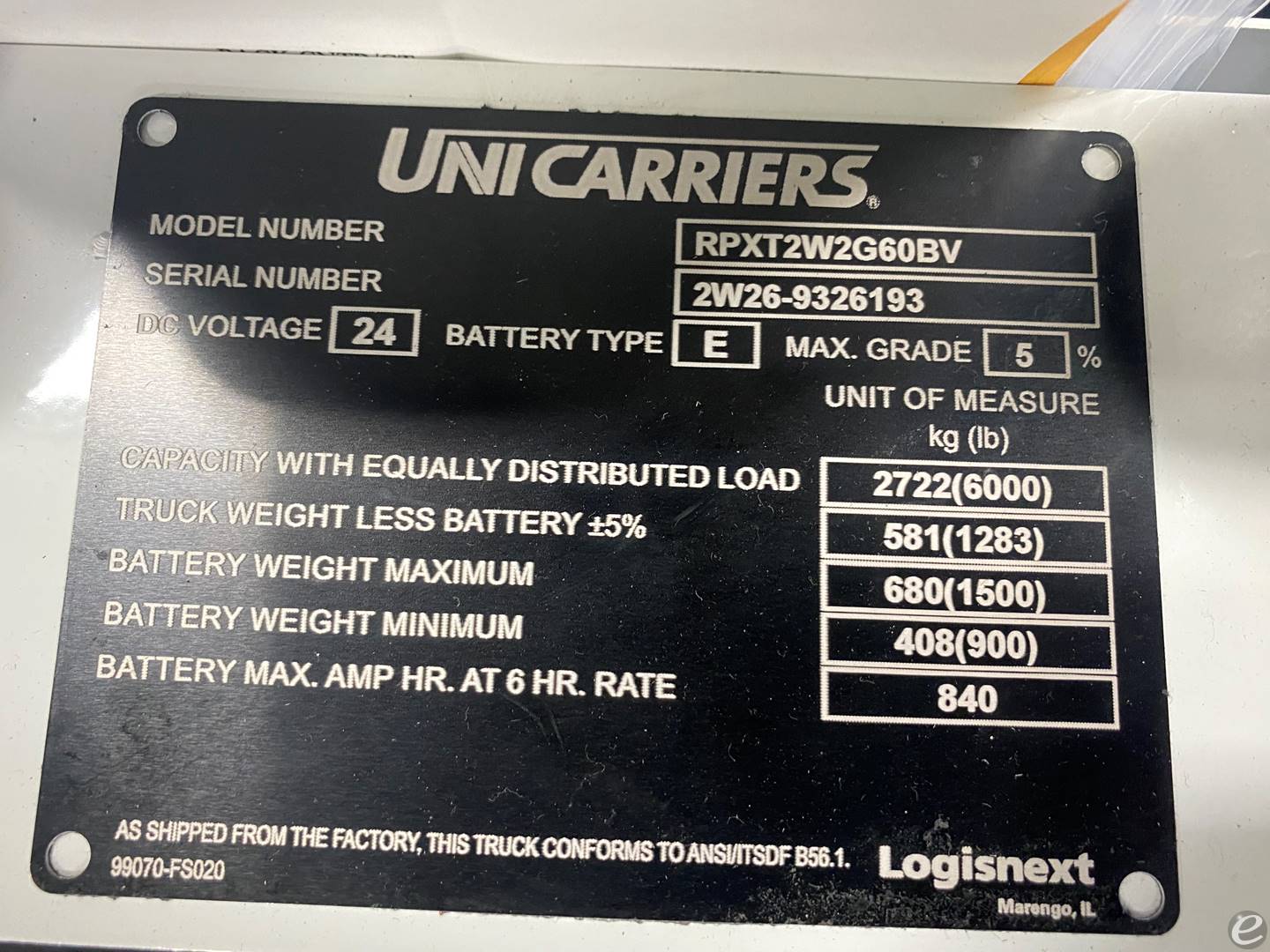 2023 Unicarriers RPX60B Electric Forklift - 123Forklift