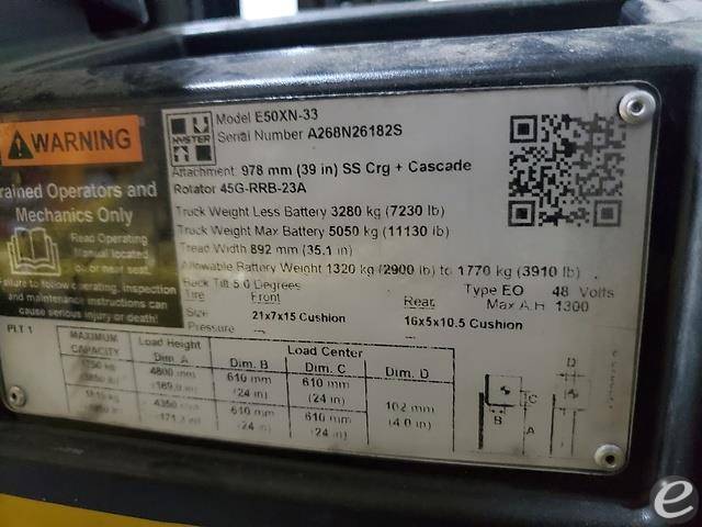 2018 Hyster E50XN Electric Forklift - 123Forklift