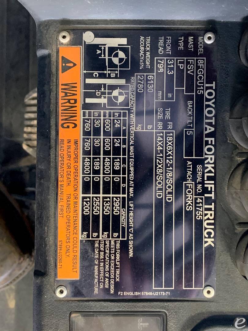 2019 Toyota 8FGCU15 LP Gas Forklift - 123Forklift