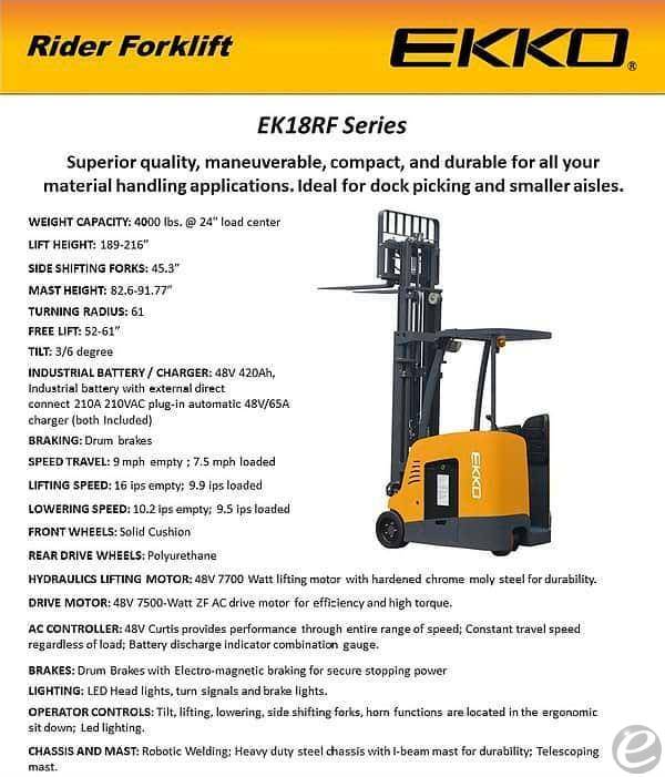 2024 Info Unavailable EK18RFL Electric Forklift - 123Forklift