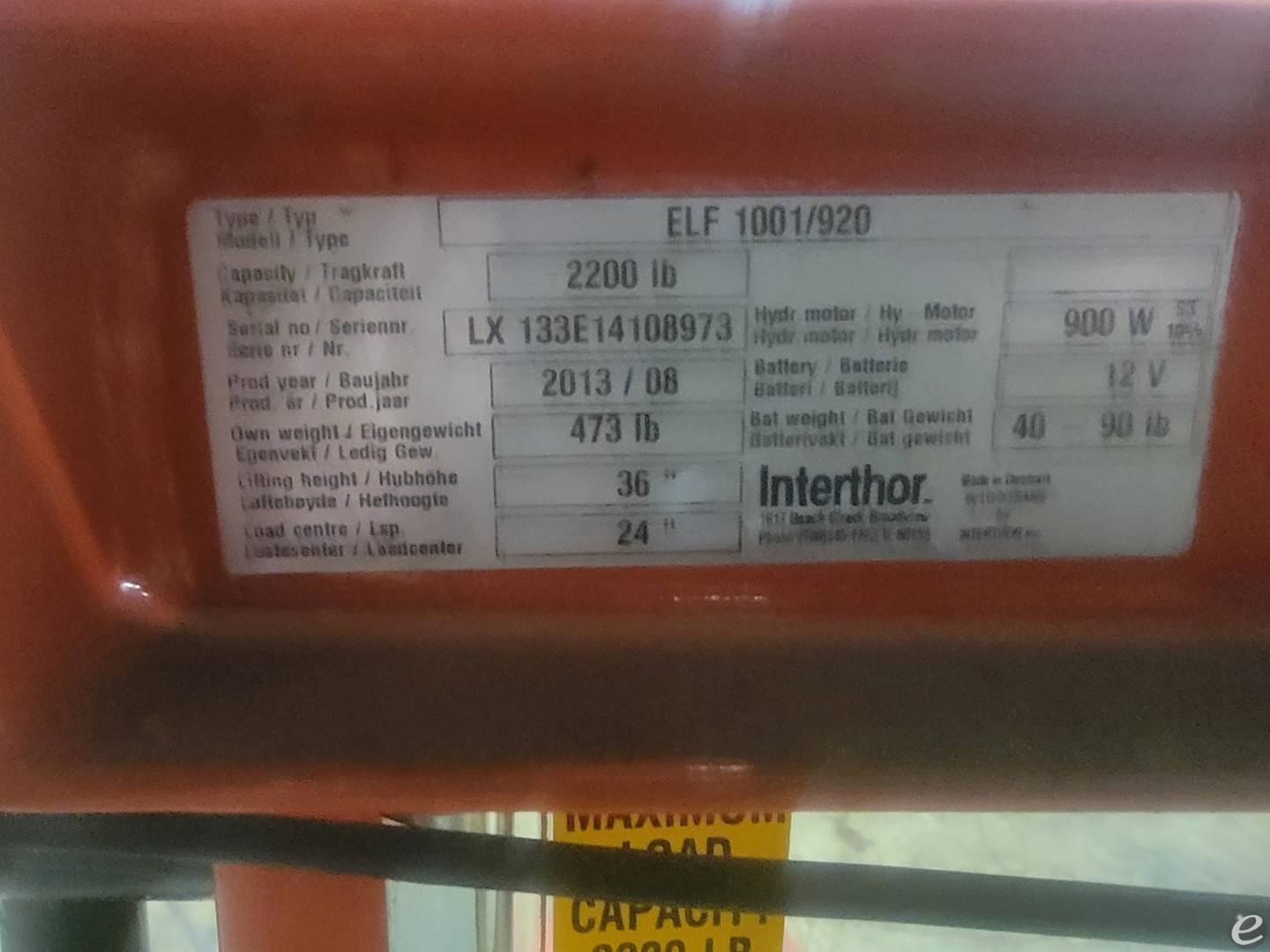 2013 Interthor ELF 1001/920