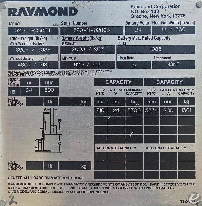 2011 Raymond 520OPC30TT Electric Order Picker - 123Forklift
