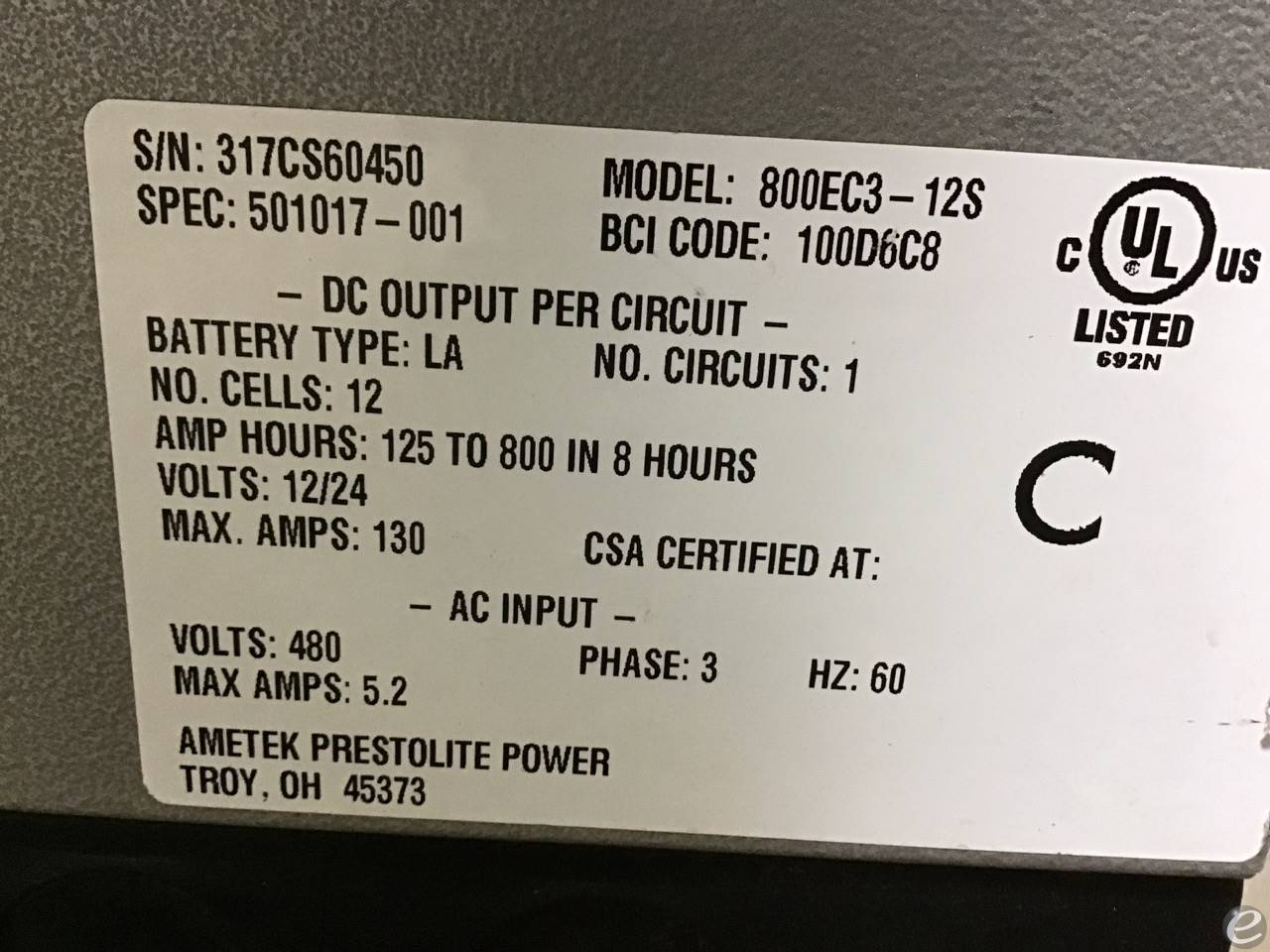 Prestolite Power 800EC3-12S