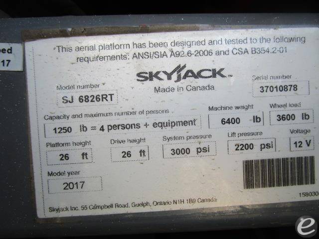 2017 Skyjack SJ6826RT