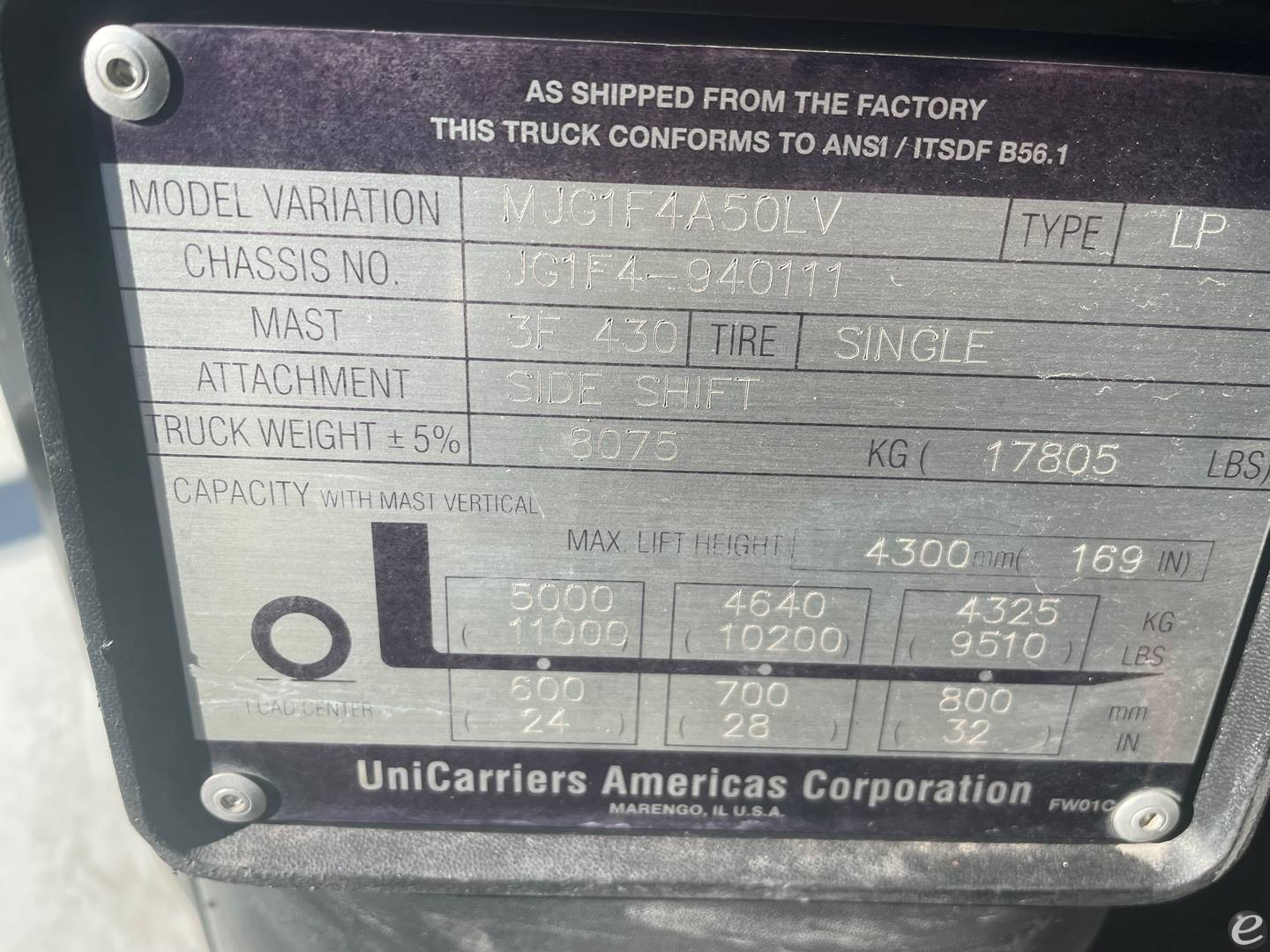 2019 Unicarriers MUG1F4A50LV