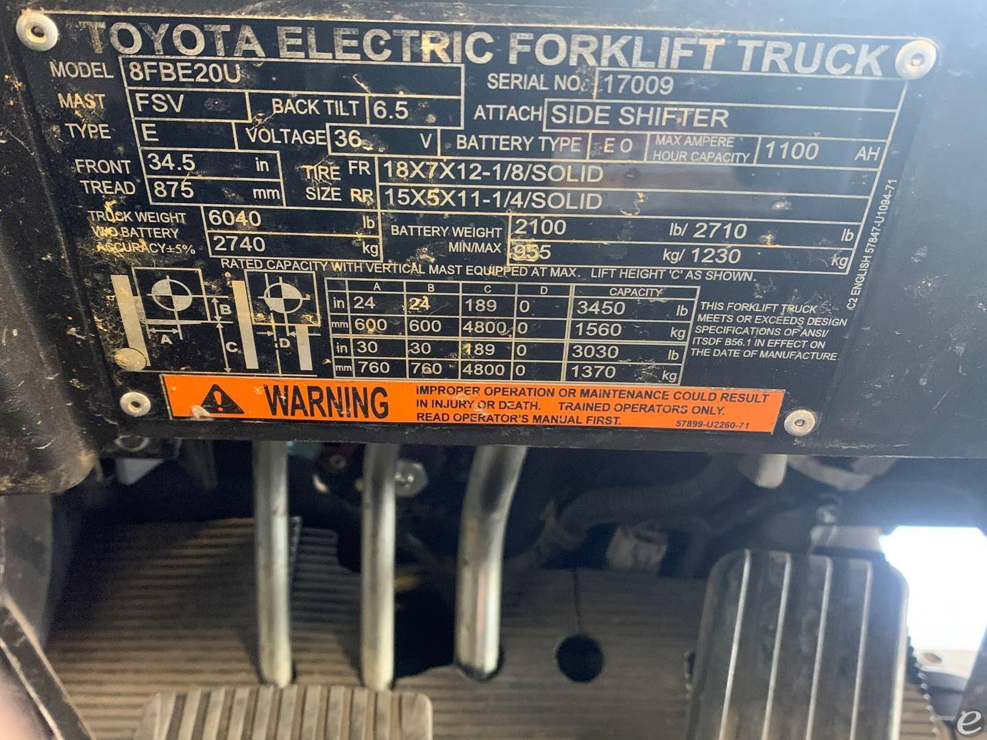 2019 Toyota 8FBE20U Electric Forklift - 123Forklift
