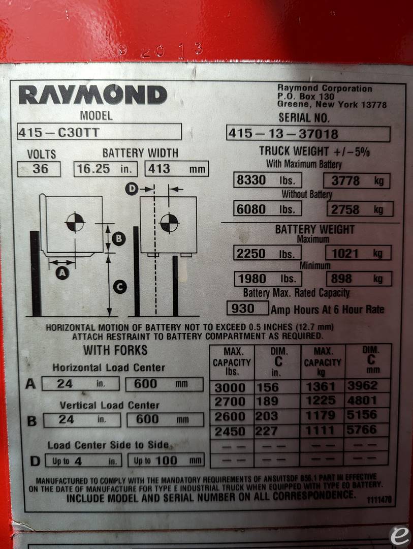 2013 Raymond 415-C30TT