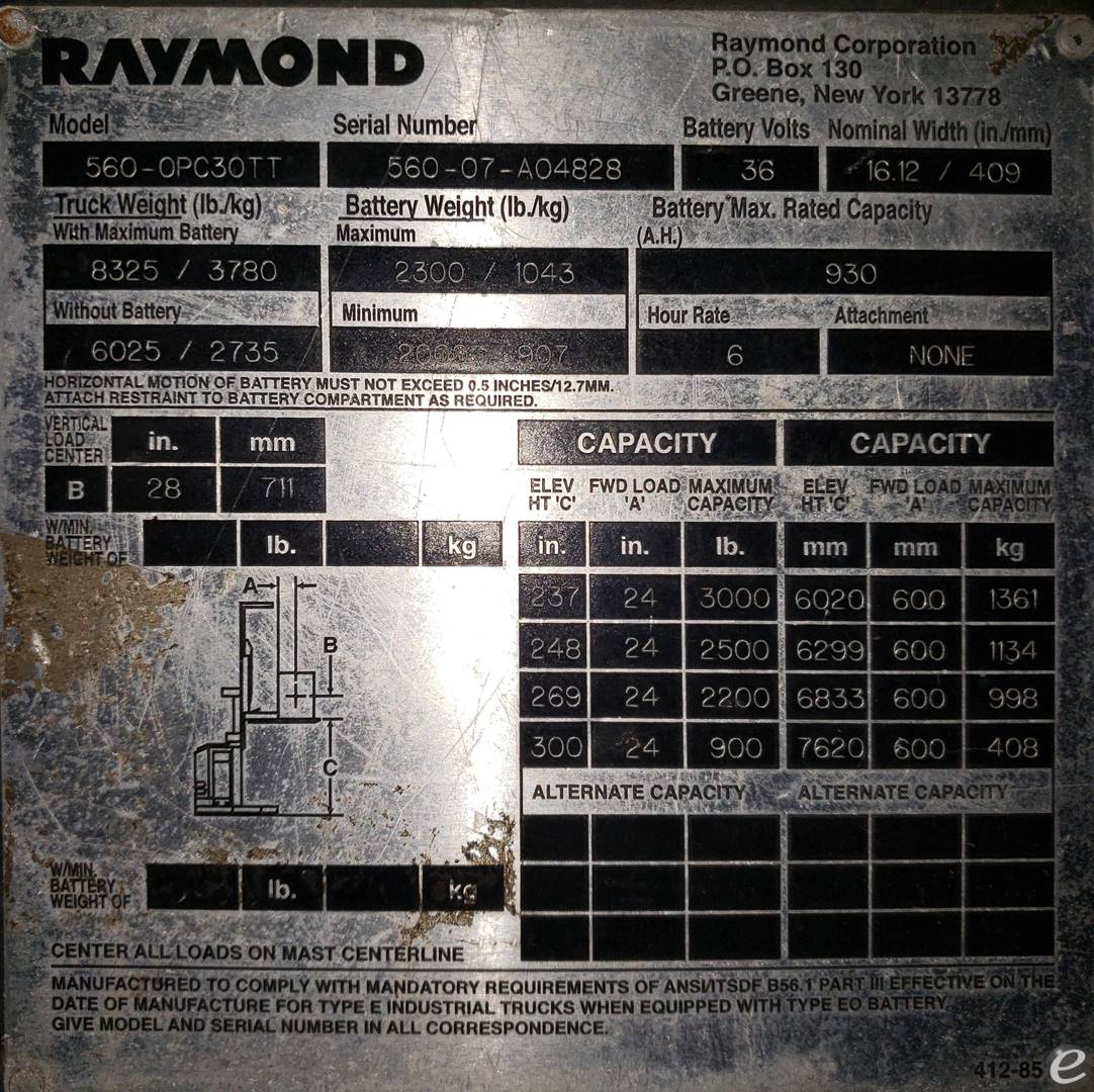 2007 Raymond 560-OPC30TT