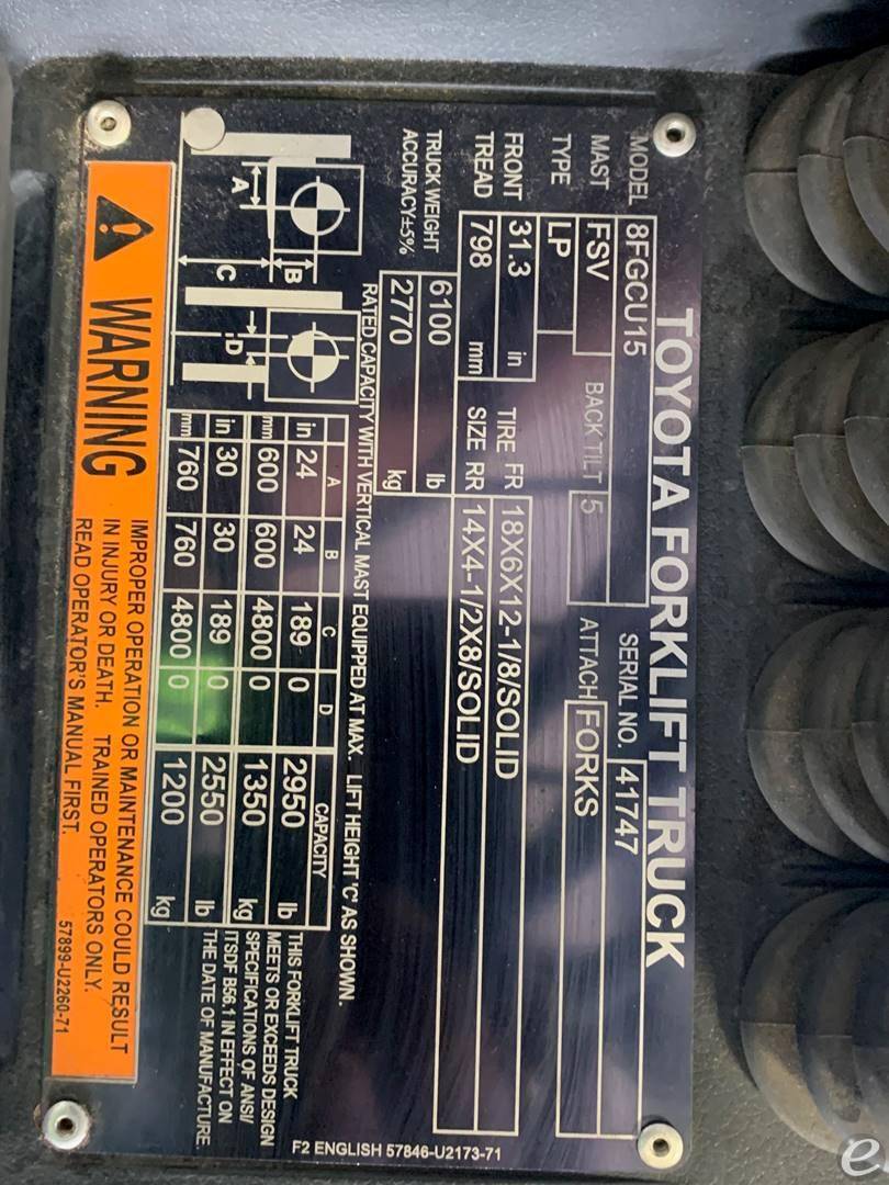 2019 Toyota 8FGCU15 LP Gas Forklift - 123Forklift