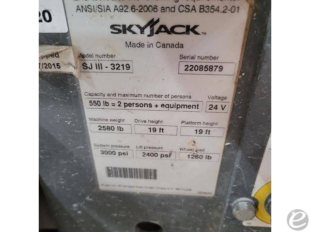 2015 Skyjack SJ-3219 Electric Scissor Lift - 123Forklift
