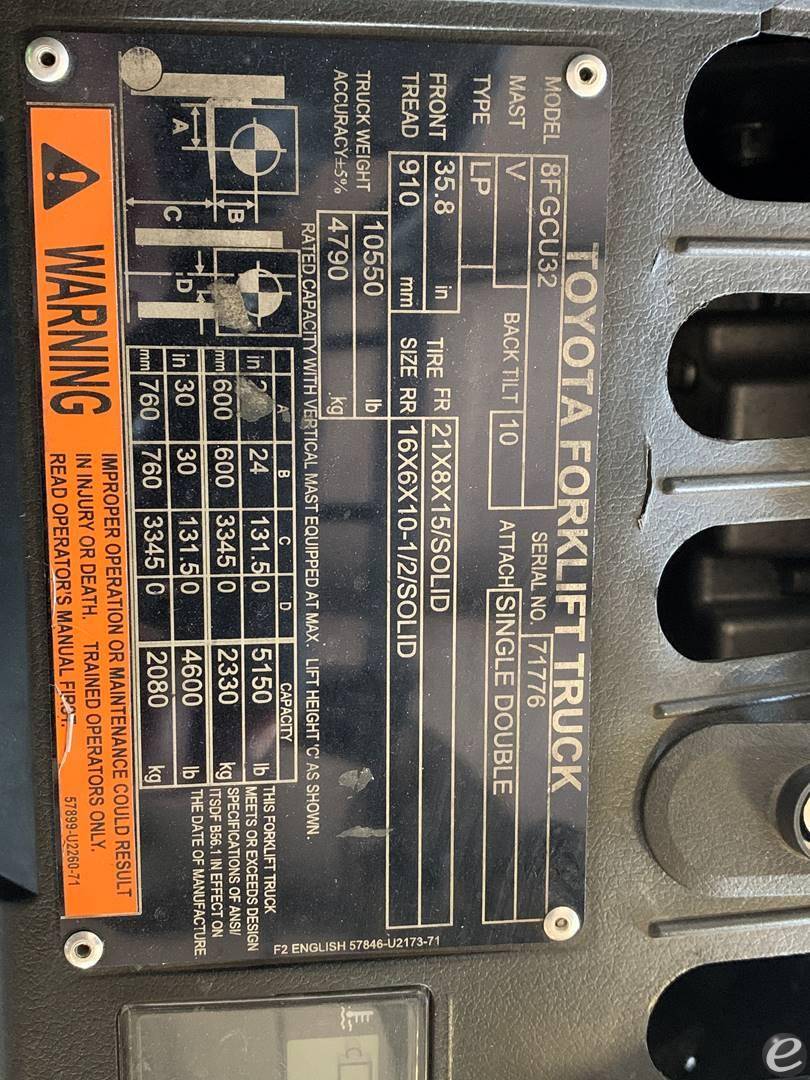 2019 Toyota 8FGCU32 LP Gas Forklift - 123Forklift